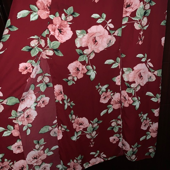 Red Floral Maxi Skirt - Picture 9 of 10